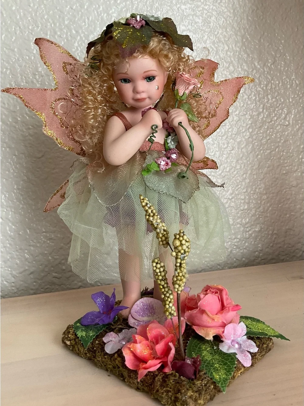 Delton  Handcrafted stand Fairy Figurine porcelain doll Home Accent